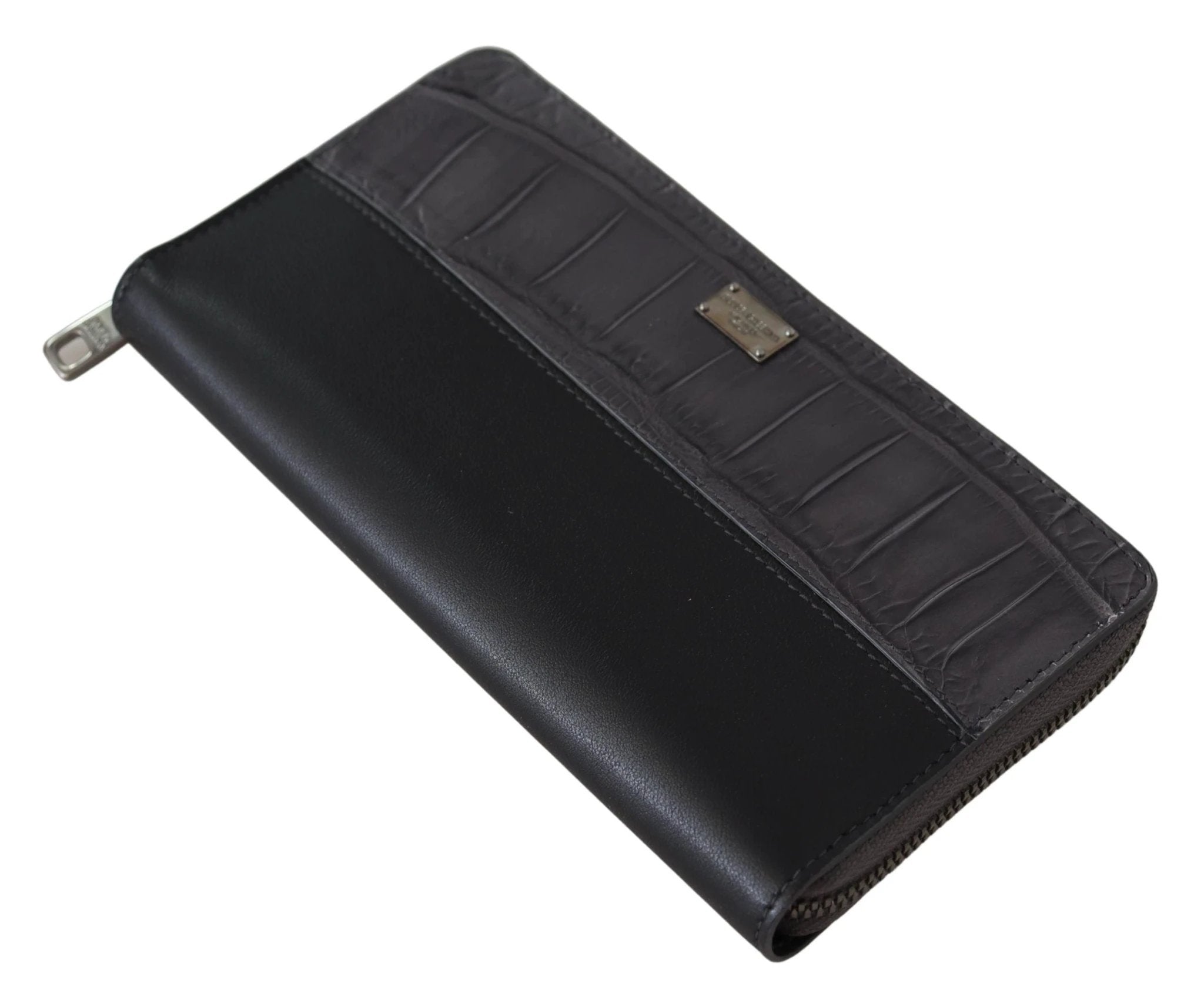Dolce & Gabbana Black Zip Around Continental Clutch Leather Wallet by Dolce & Gabbana