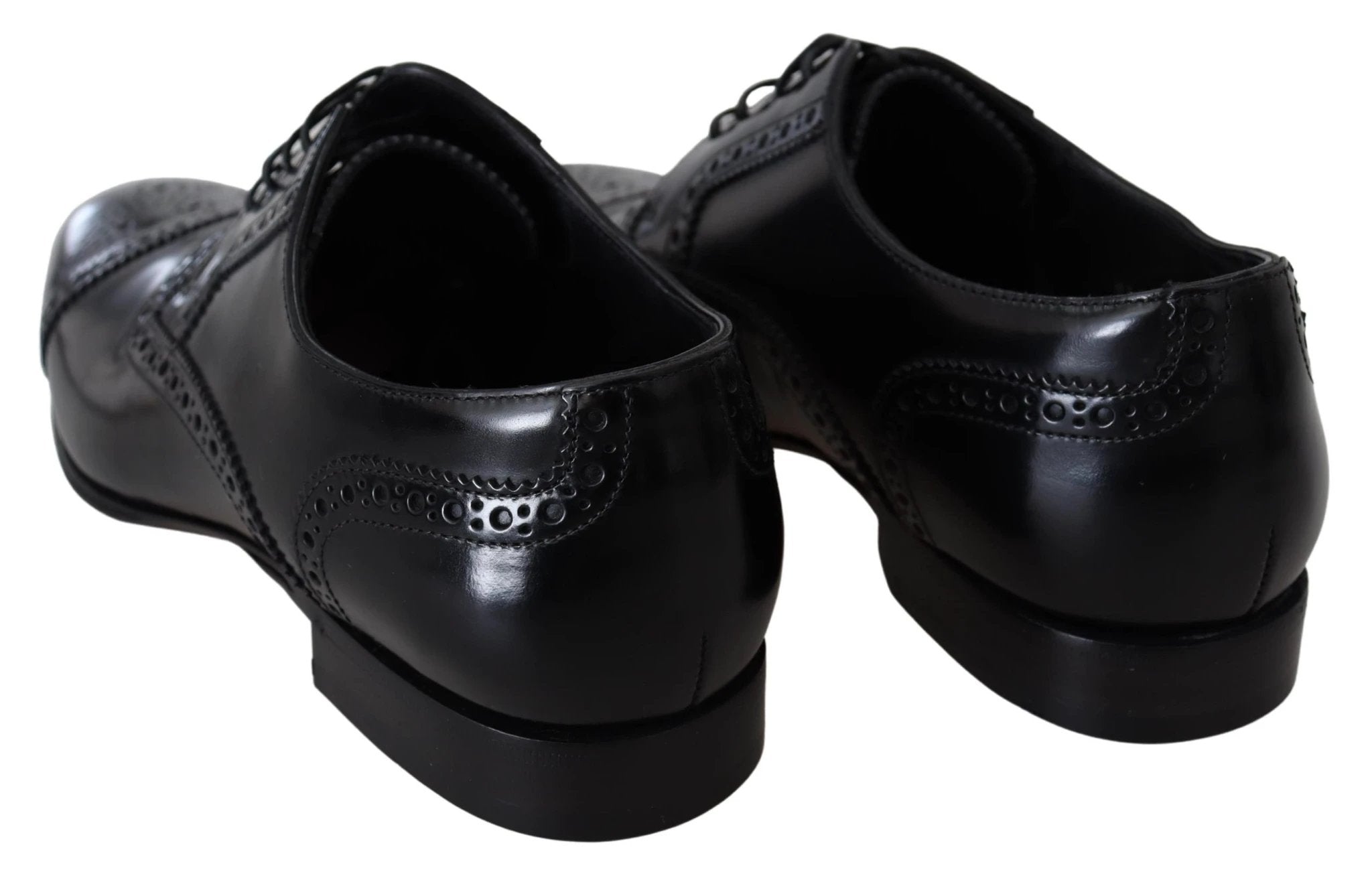 Dolce & Gabbana Black Leather Men Derby Formal Loafers Shoes by Dolce & Gabbana