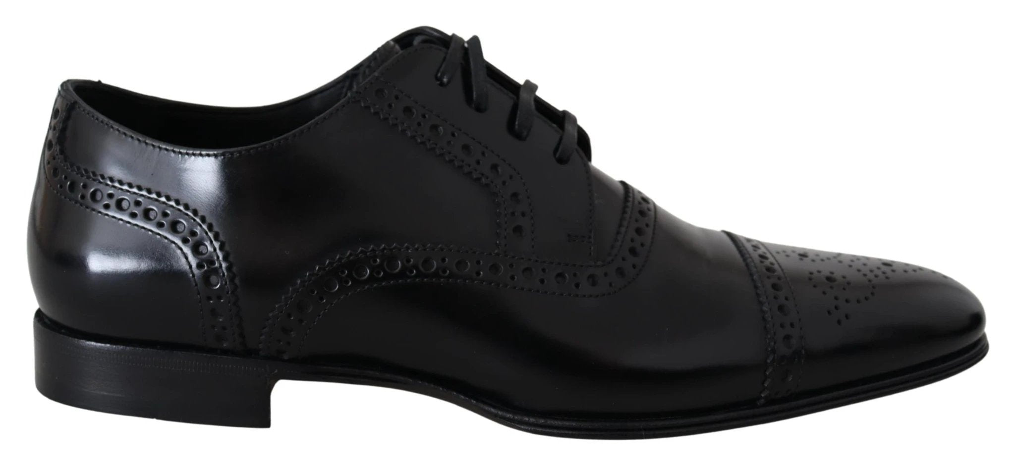 Dolce & Gabbana Black Leather Men Derby Formal Loafers Shoes by Dolce & Gabbana