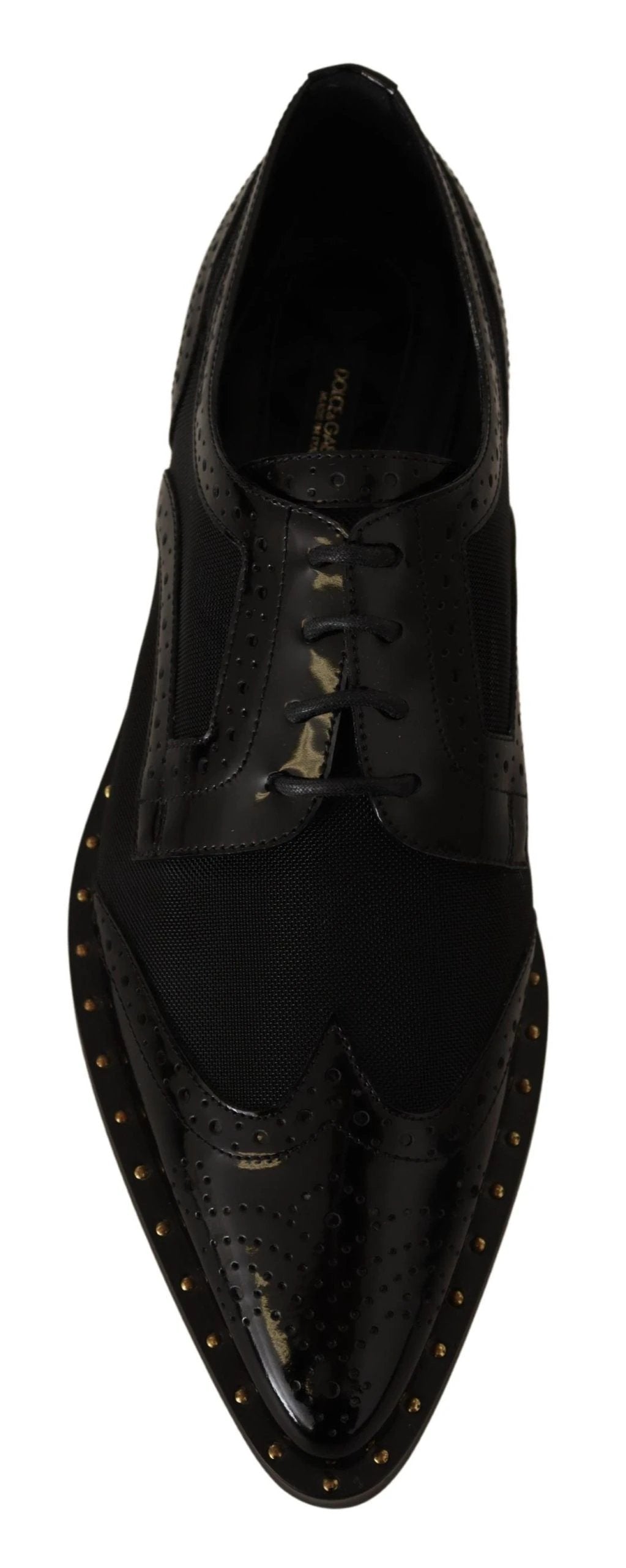 Dolce & Gabbana Black Leather Broques Sheer Wingtip Shoes by Dolce & Gabbana