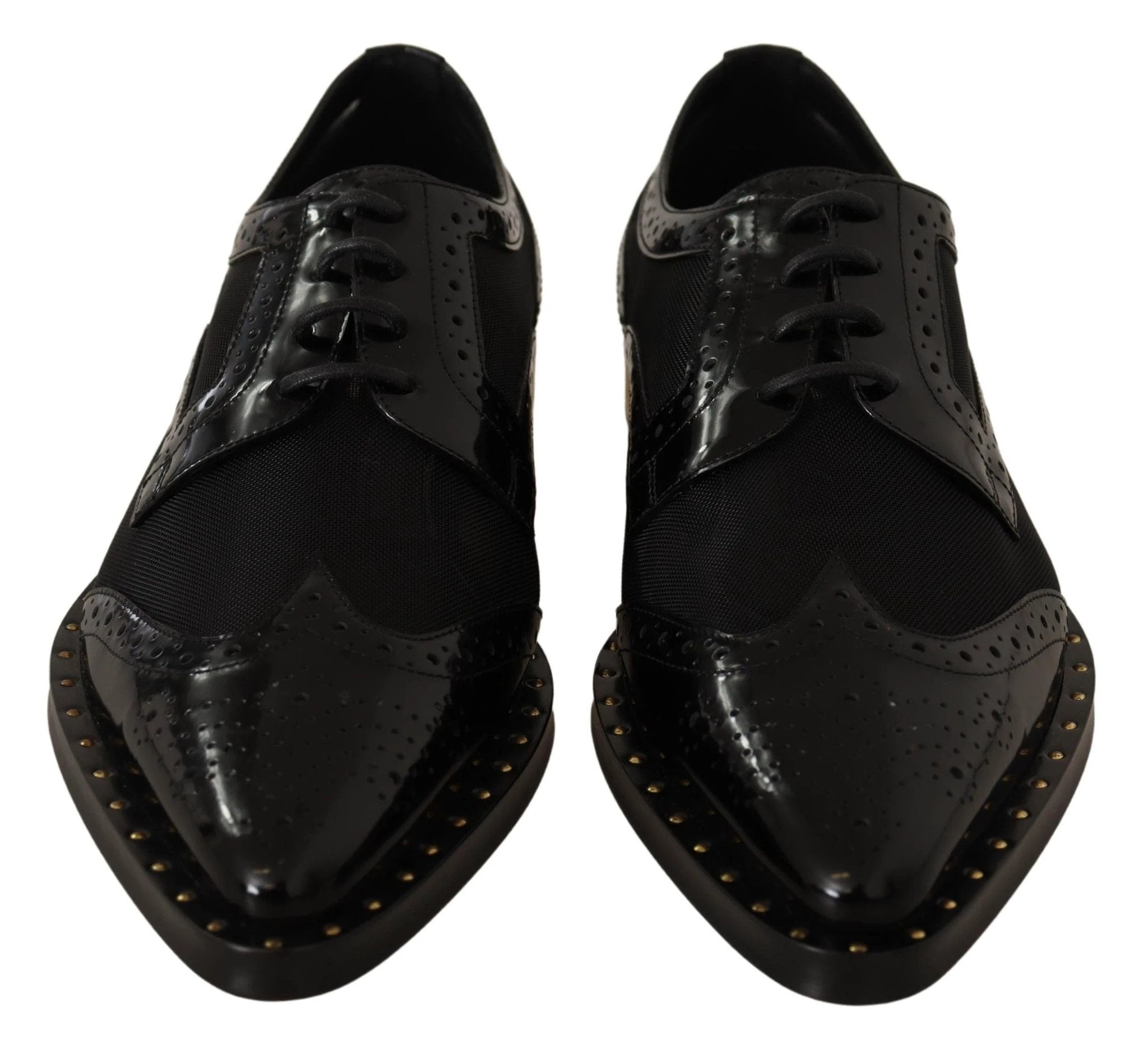 Dolce & Gabbana Black Leather Broques Sheer Wingtip Shoes by Dolce & Gabbana