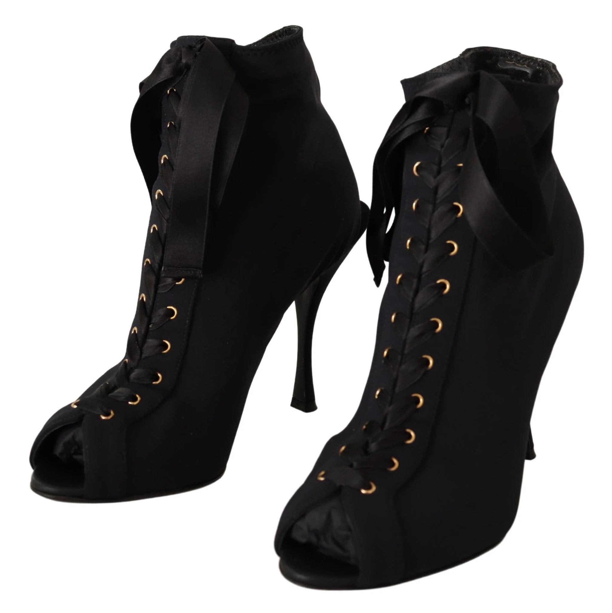 Dolce & Gabbana Black Stretch Short Ankle Boots Shoes by Dolce & Gabbana