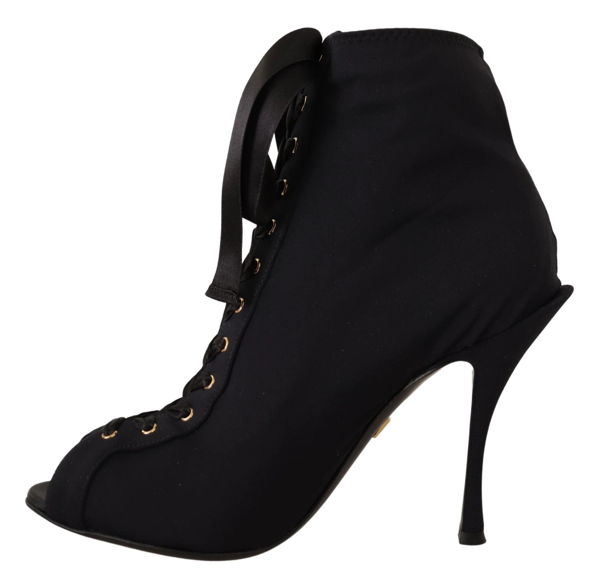 Dolce & Gabbana Black Stretch Short Ankle Boots Shoes by Dolce & Gabbana