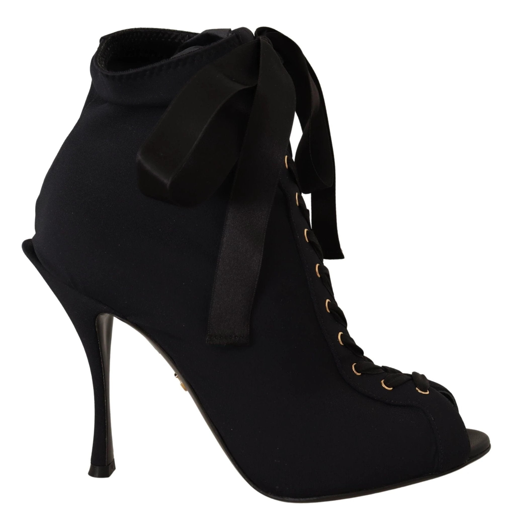Dolce & Gabbana Black Stretch Short Ankle Boots Shoes by Dolce & Gabbana