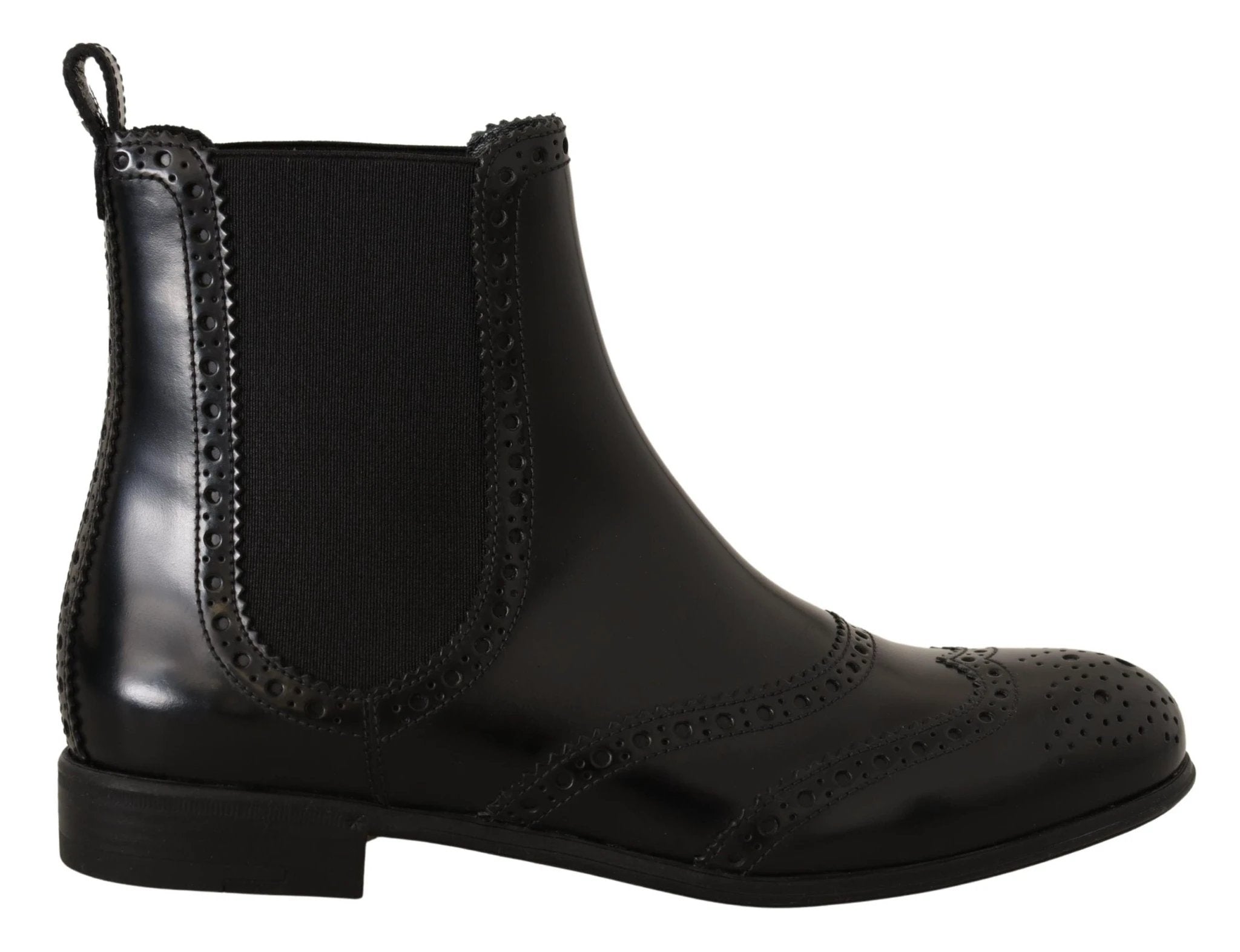Dolce & Gabbana Black Leather Ankle High Flat Boots Shoes by Dolce & Gabbana