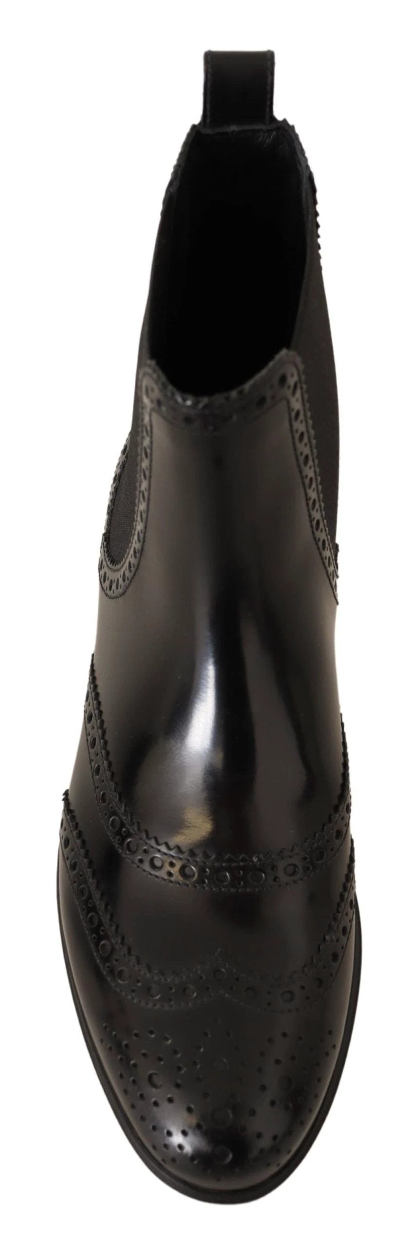 Dolce & Gabbana Black Leather Ankle High Flat Boots Shoes by Dolce & Gabbana