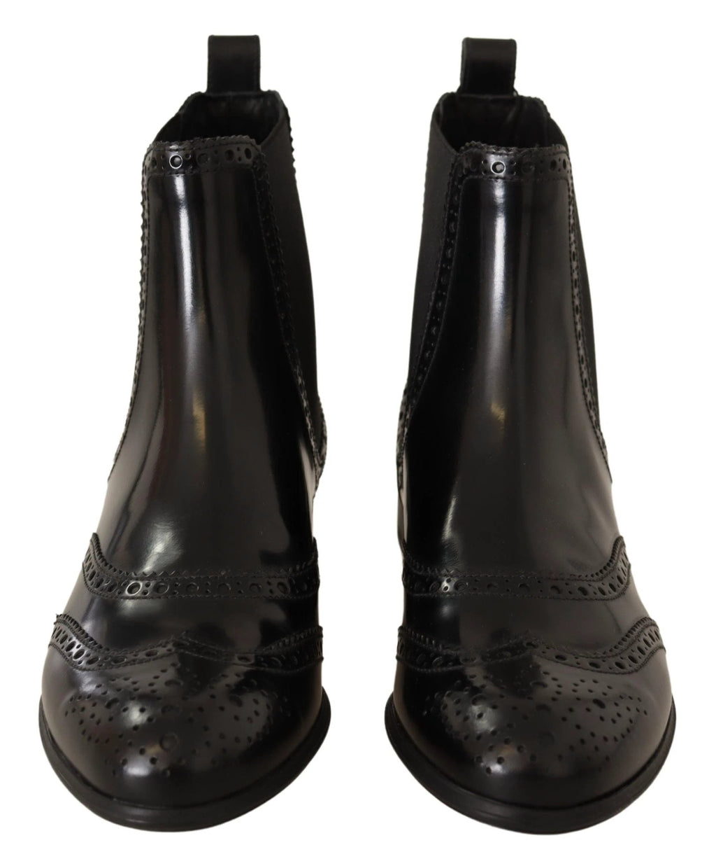 Dolce & Gabbana Black Leather Ankle High Flat Boots Shoes by Dolce & Gabbana