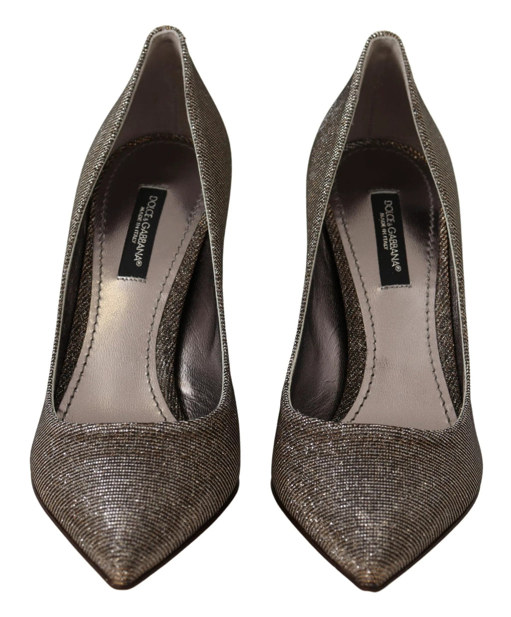 Dolce & Gabbana Gold Silver Fabric Heels Pumps Shoes by Dolce & Gabbana