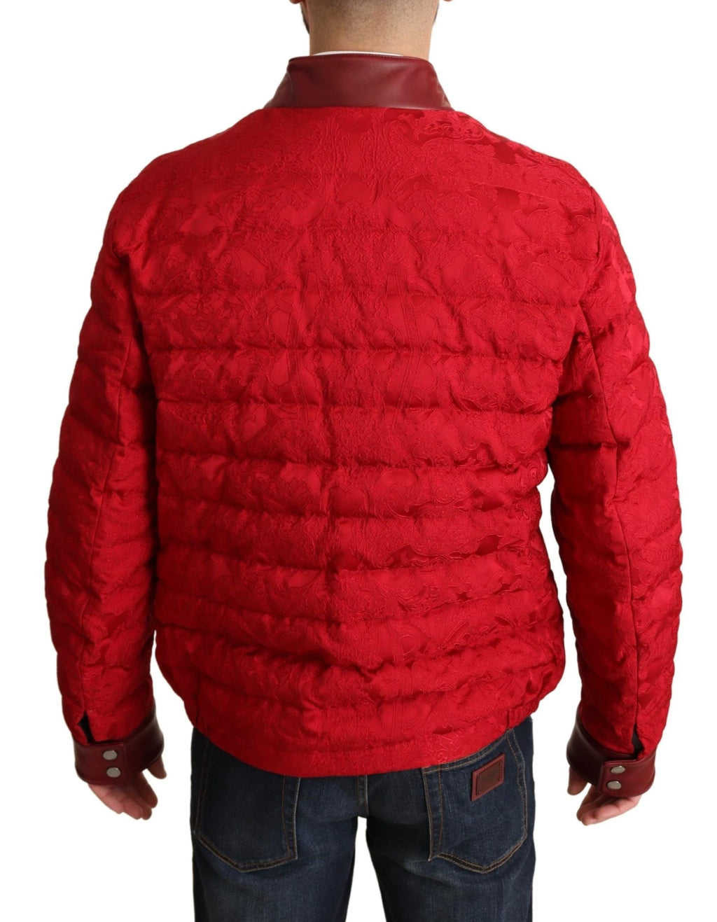 Dolce & Gabbana Red Brocade Bomber Gold Crown Logo Coat Jacket by Dolce & Gabbana