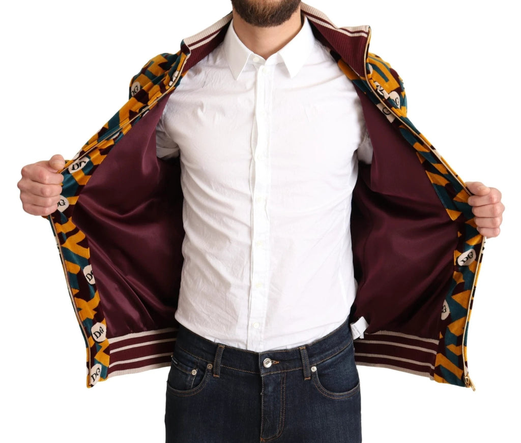 Dolce & Gabbana Multicolor Velvet DG Logo Mens Sweater Jacket by Dolce & Gabbana
