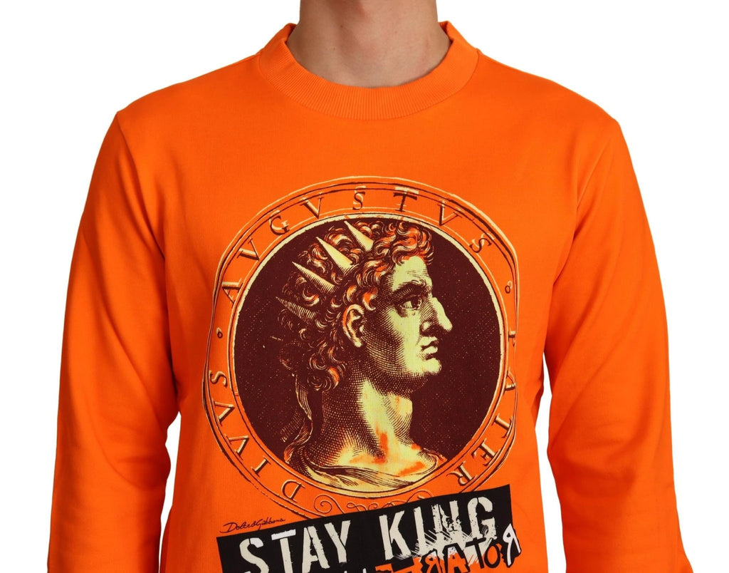 Dolce & Gabbana Orange King Ceasar Cotton Pullover Sweater by Dolce & Gabbana