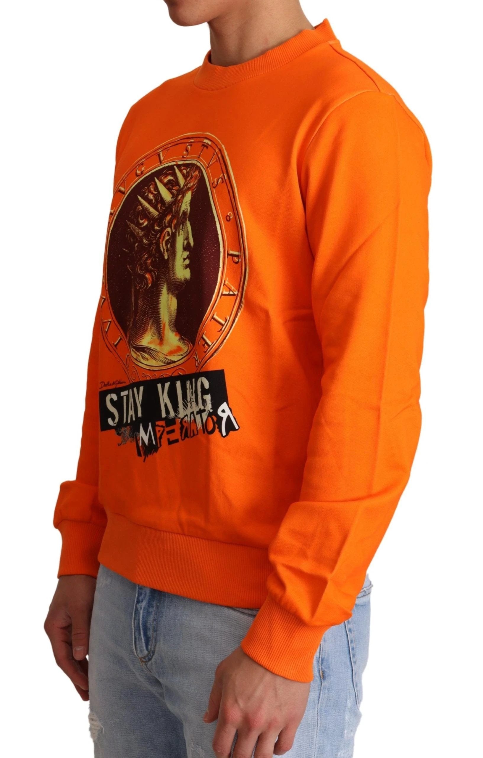 Dolce & Gabbana Orange King Ceasar Cotton Pullover Sweater by Dolce & Gabbana