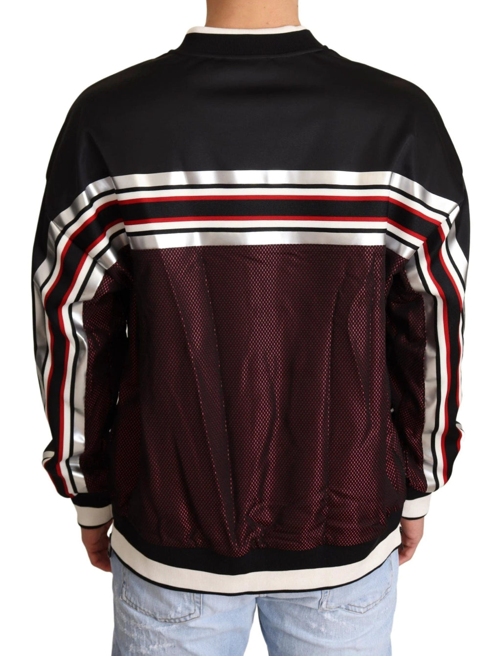 Dolce & Gabbana Black Red Mesh Sport Pullover Crewneck Sweater by Dolce & Gabbana