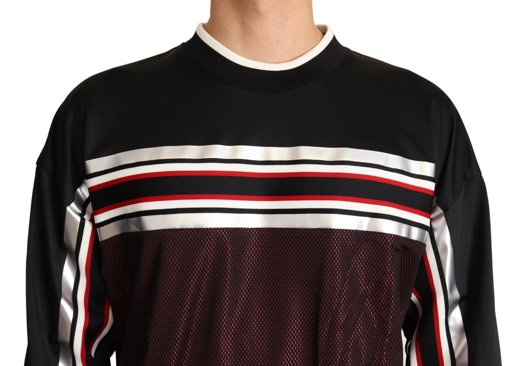 Dolce & Gabbana Black Red Mesh Sport Pullover Crewneck Sweater by Dolce & Gabbana