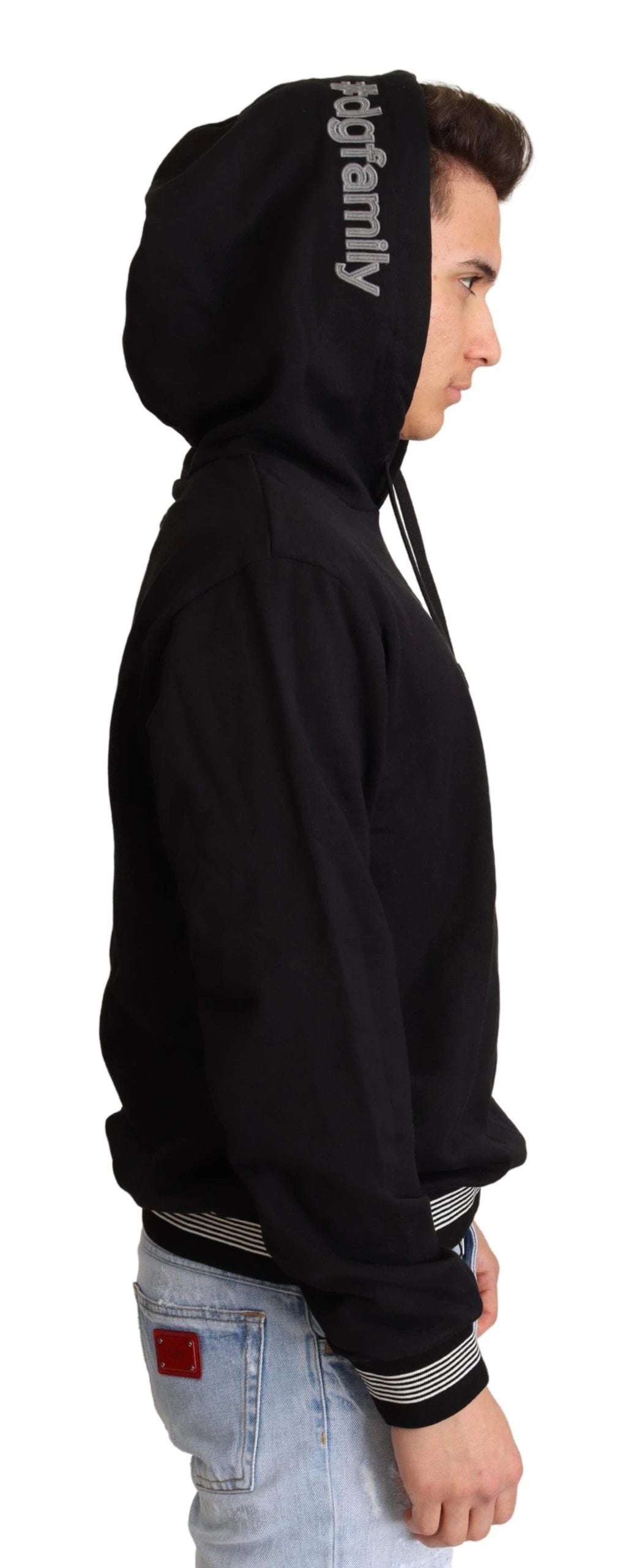 Dolce & Gabbana Black Cotton Hooded #dgfamily Sweater by Dolce & Gabbana