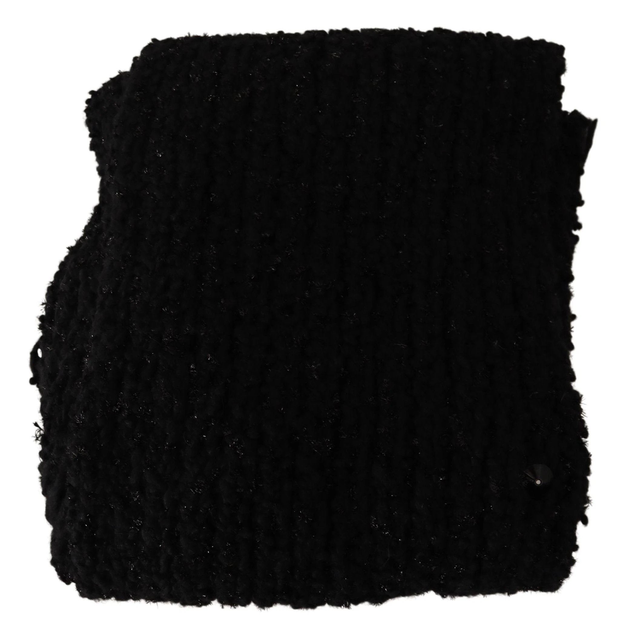 Dolce & Gabbana Black Virgin Wool Knitted Wrap Shawl Scarf by Dolce & Gabbana