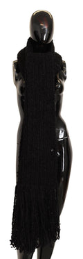 Dolce & Gabbana Black Virgin Wool Knitted Wrap Shawl Scarf by Dolce & Gabbana