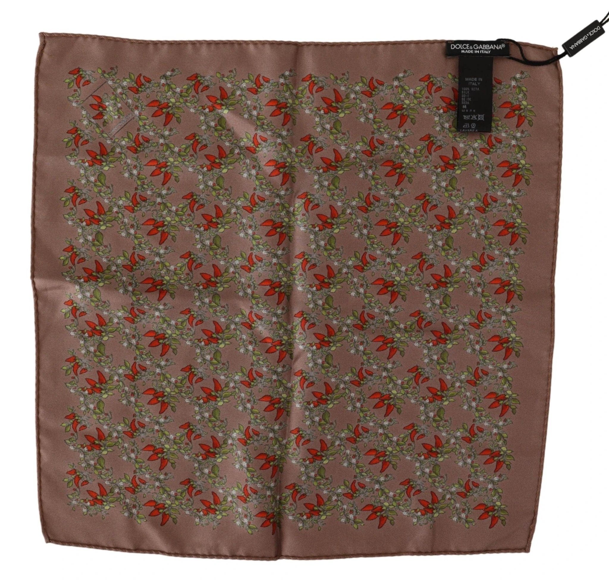 Dolce & Gabbana Brown Carrots Print Silk Handkerchief by Dolce & Gabbana