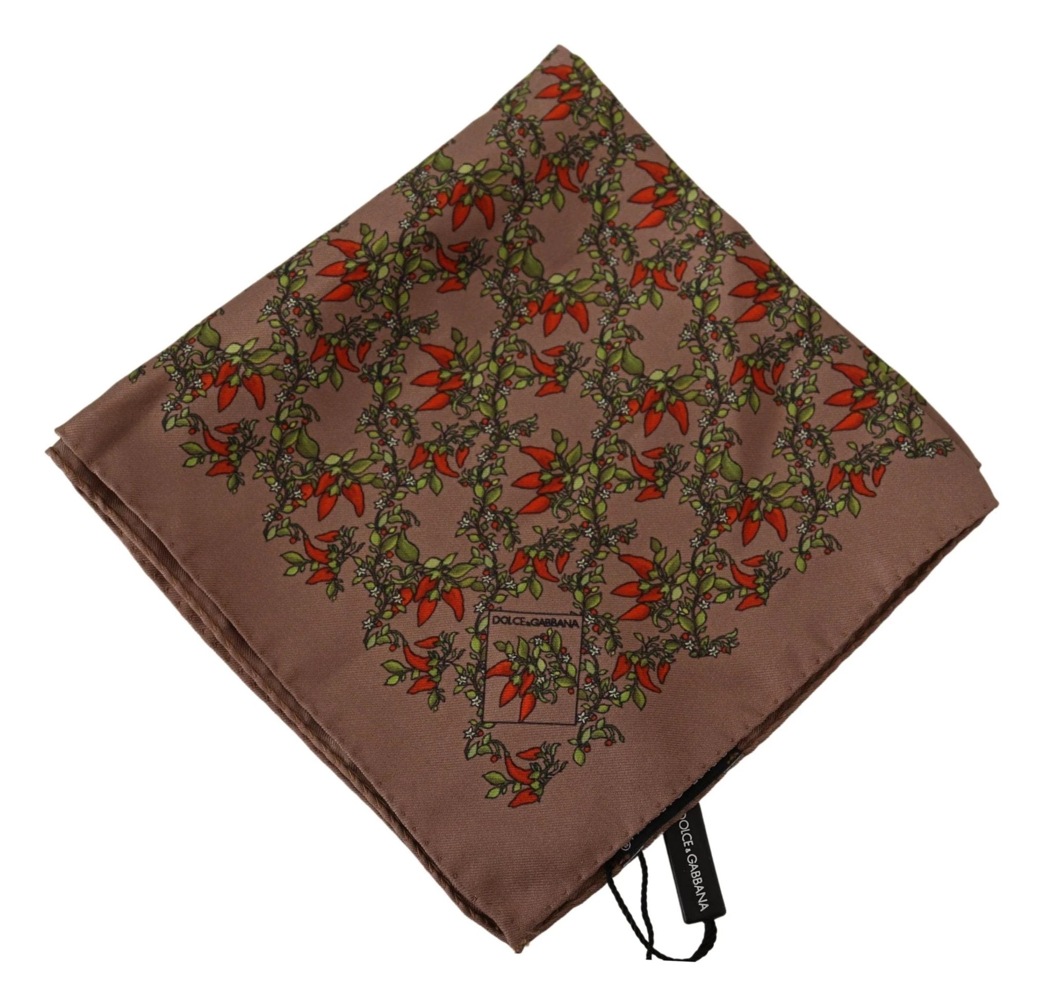 Dolce & Gabbana Brown Carrots Print Silk Handkerchief by Dolce & Gabbana