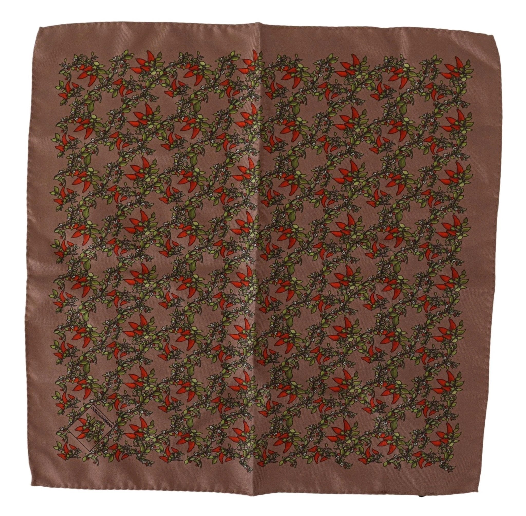 Dolce & Gabbana Brown Carrots Print Silk Handkerchief by Dolce & Gabbana