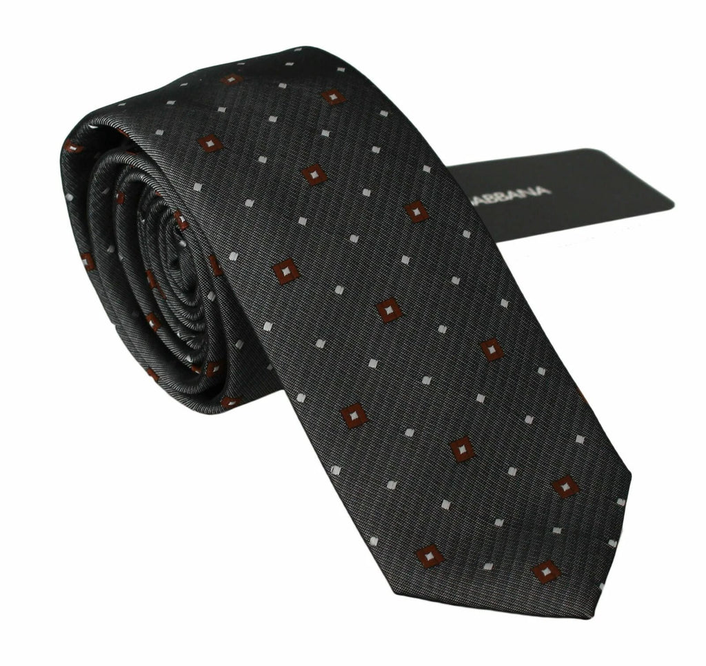 Dolce & Gabbana Gray Patterned Classic Mens Slim Necktie by Dolce & Gabbana