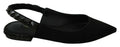 Dolce & Gabbana Black Flats Slingback Charmeuse Shoes by Dolce & Gabbana