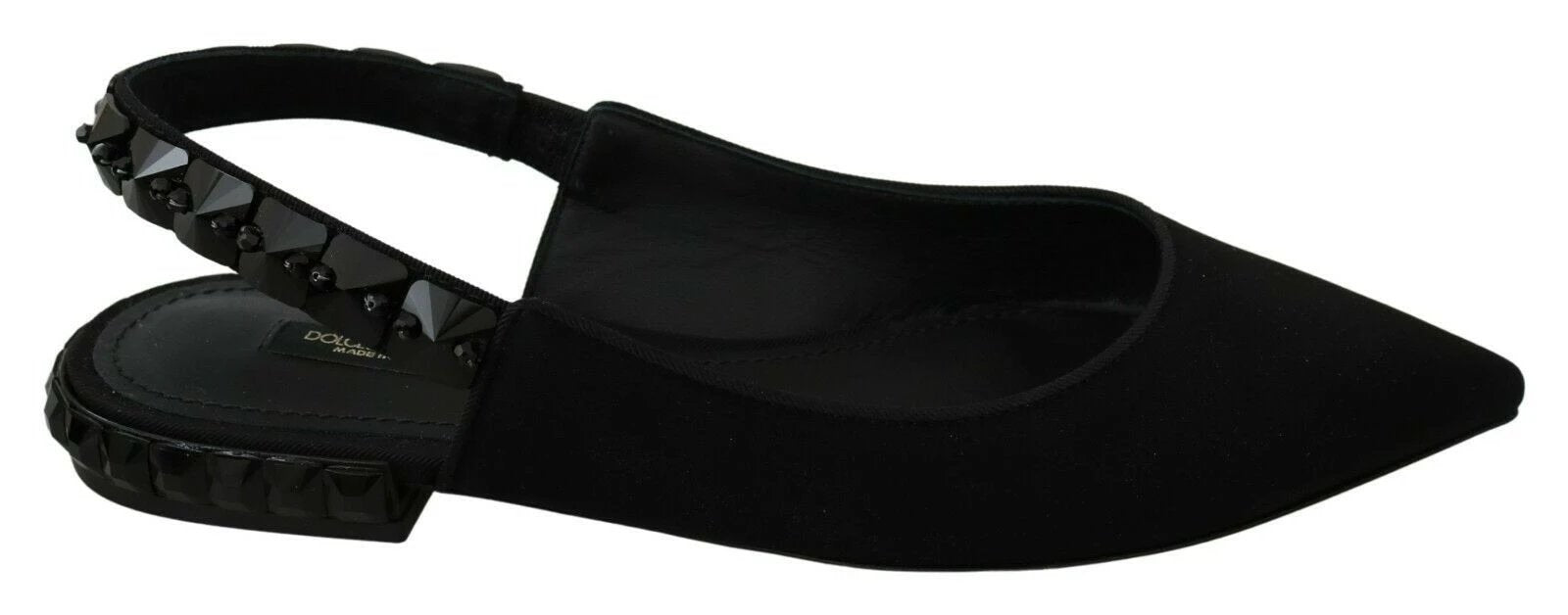 Dolce & Gabbana Black Flats Slingback Charmeuse Shoes by Dolce & Gabbana