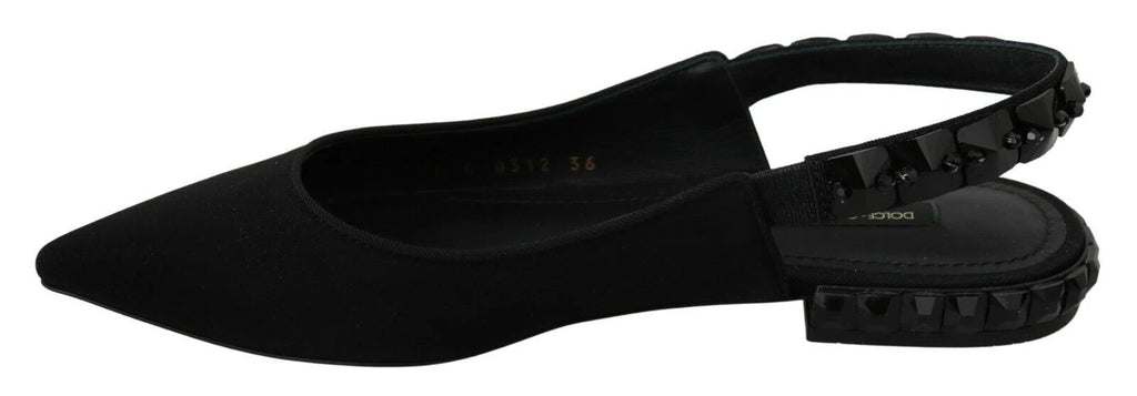 Dolce & Gabbana Black Flats Slingback Charmeuse Shoes by Dolce & Gabbana