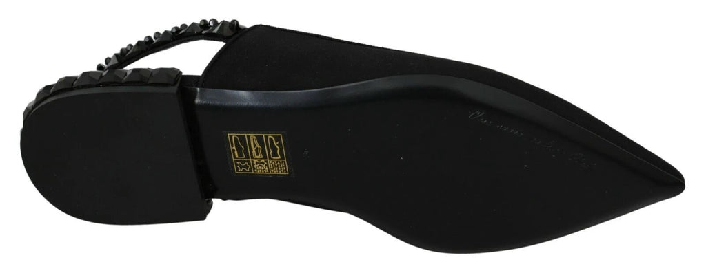 Dolce & Gabbana Black Flats Slingback Charmeuse Shoes by Dolce & Gabbana