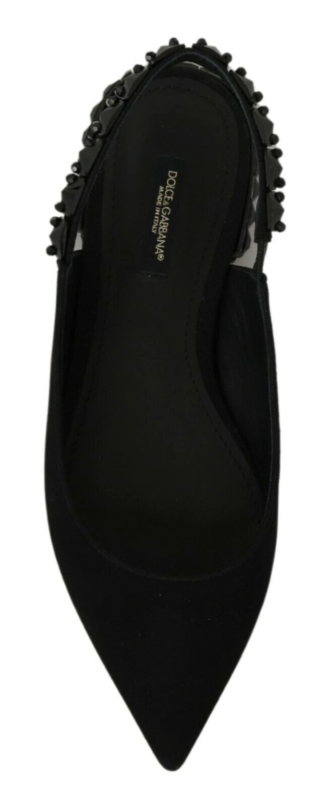 Dolce & Gabbana Black Flats Slingback Charmeuse Shoes by Dolce & Gabbana