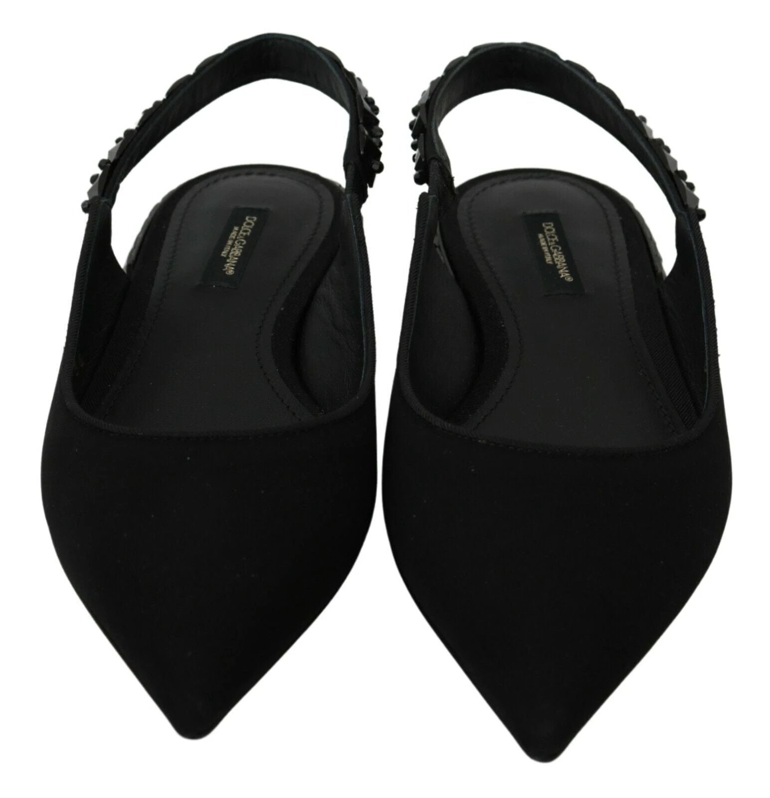 Dolce & Gabbana Black Flats Slingback Charmeuse Shoes by Dolce & Gabbana