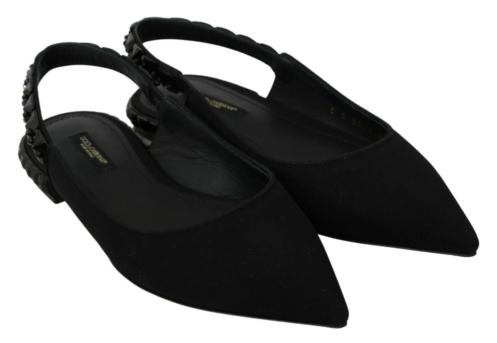 Dolce & Gabbana Black Flats Slingback Charmeuse Shoes by Dolce & Gabbana