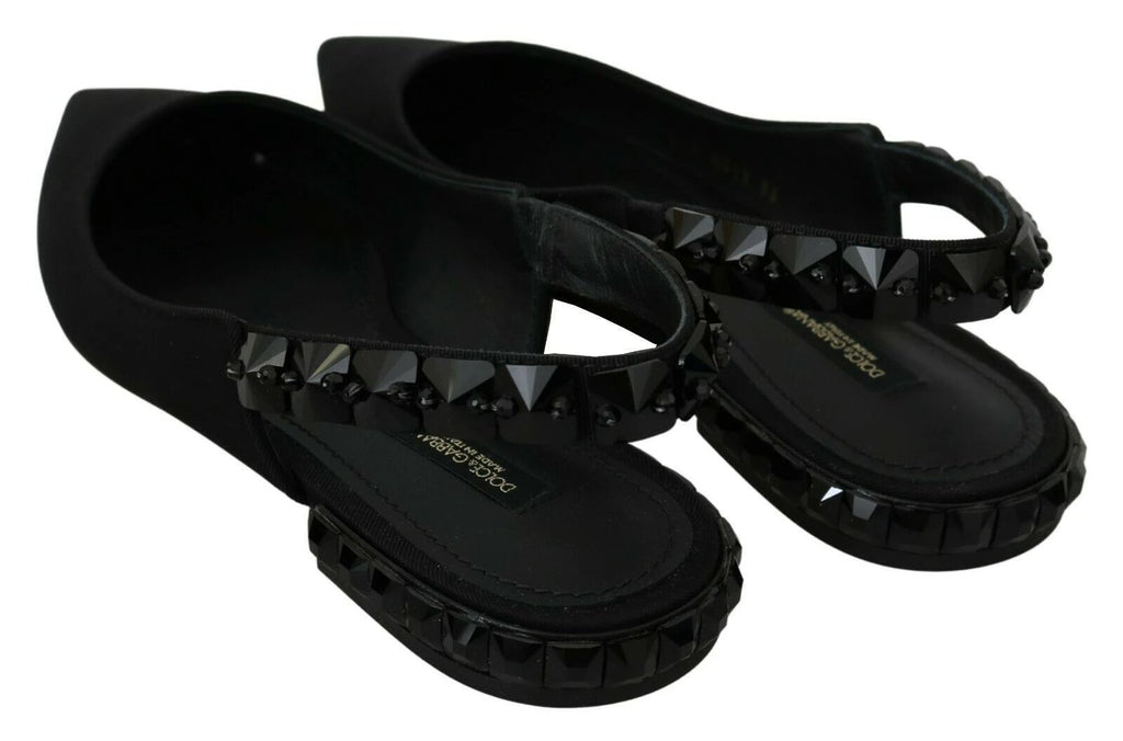 Dolce & Gabbana Black Flats Slingback Charmeuse Shoes by Dolce & Gabbana