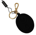 Dolce & Gabbana Black Rubber DG Logo Gold Brass Metal Keyring Keychain by Dolce & Gabbana