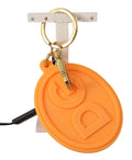 Dolce & Gabbana Orange Rubber DG Logo Gold Brass Metal Keychain by Dolce & Gabbana