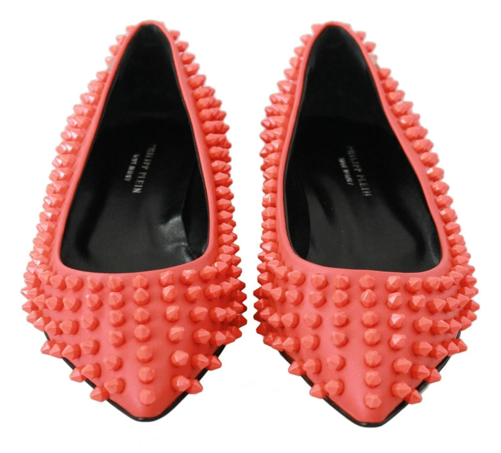 Philipp Plein Orange Leather Ballerina WHAT I DO Flats Shoes by Philipp Plein
