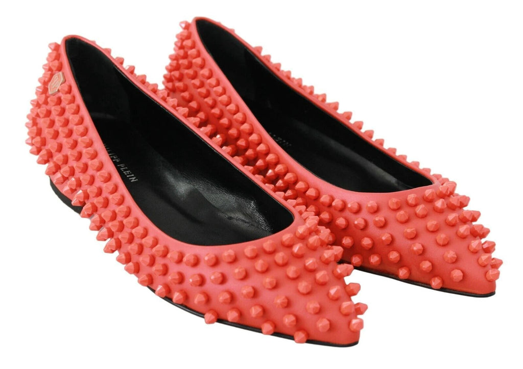 Philipp Plein Orange Leather Ballerina WHAT I DO Flats Shoes by Philipp Plein