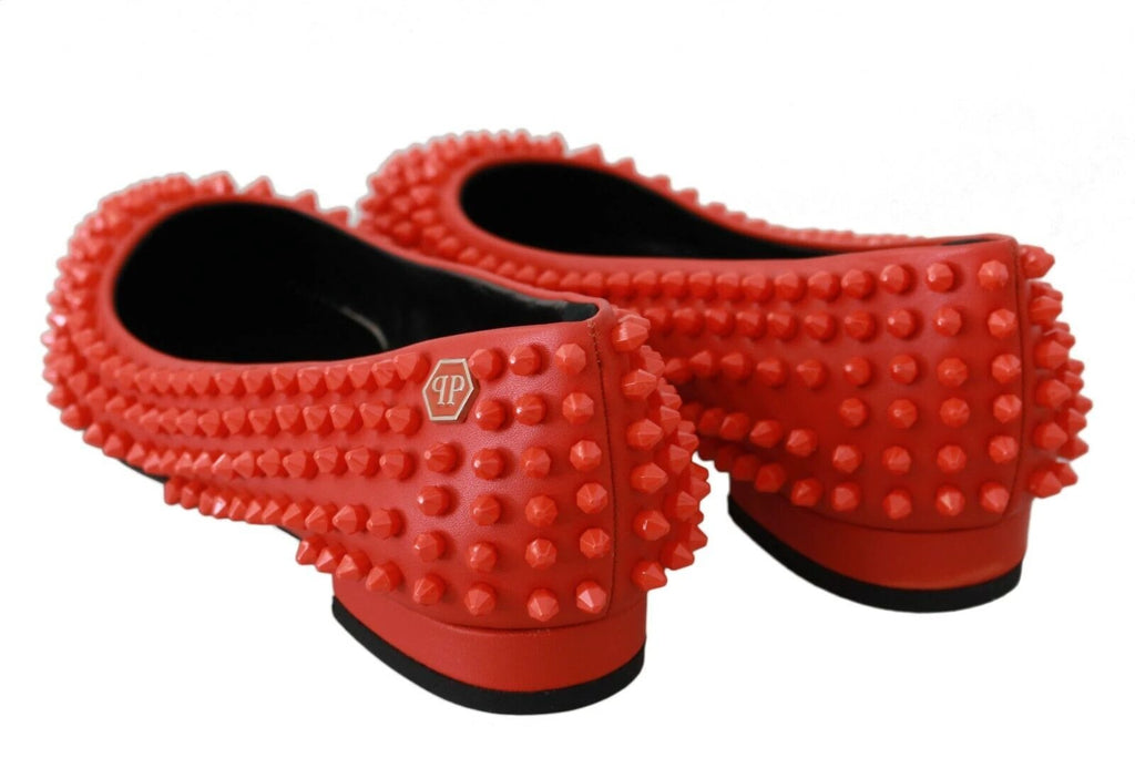 Philipp Plein Orange Leather Ballerina WHAT I DO Flats Shoes by Philipp Plein