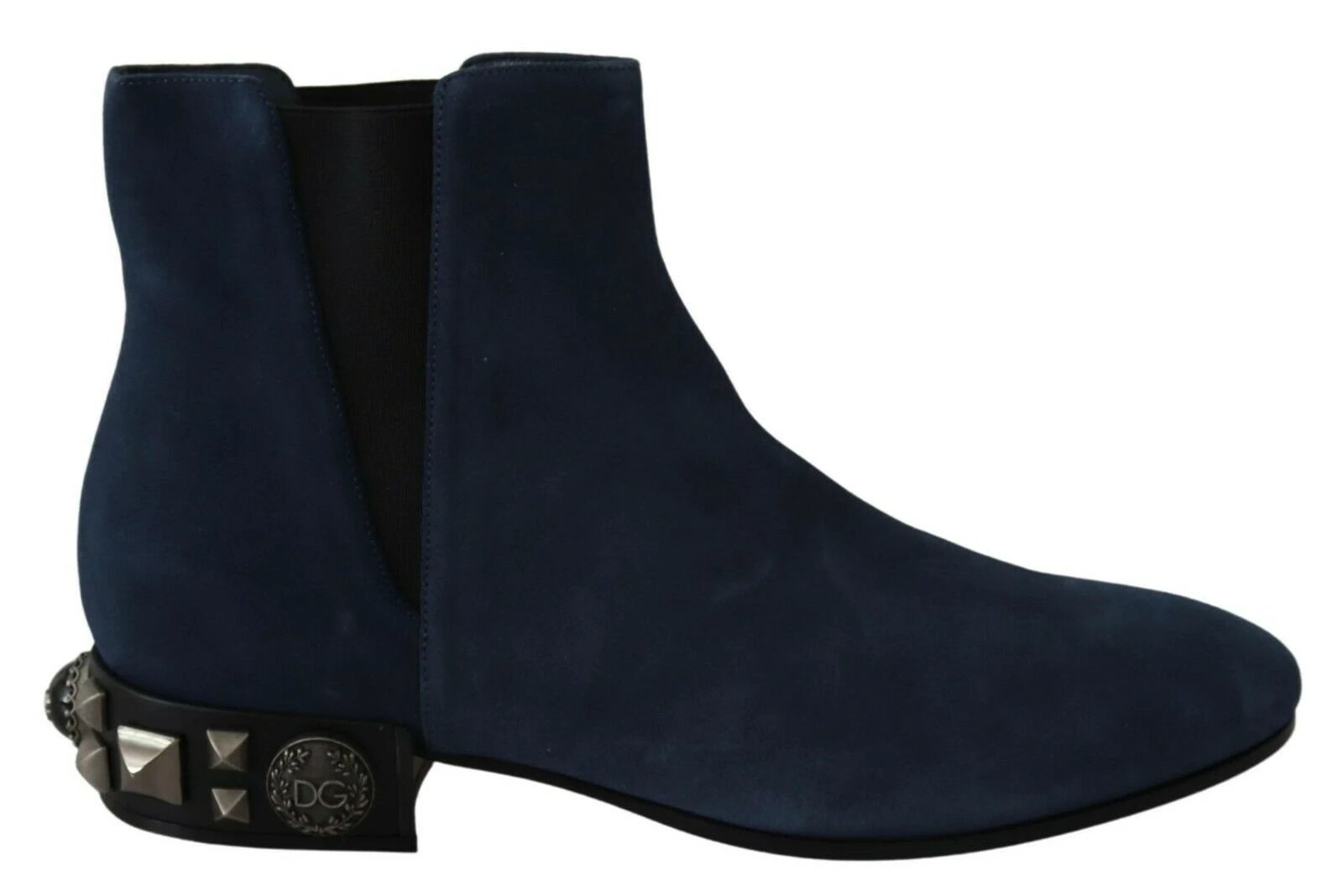 Dolce & Gabbana Blue Suede Embellished Studded Boots Shoes by Dolce & Gabbana