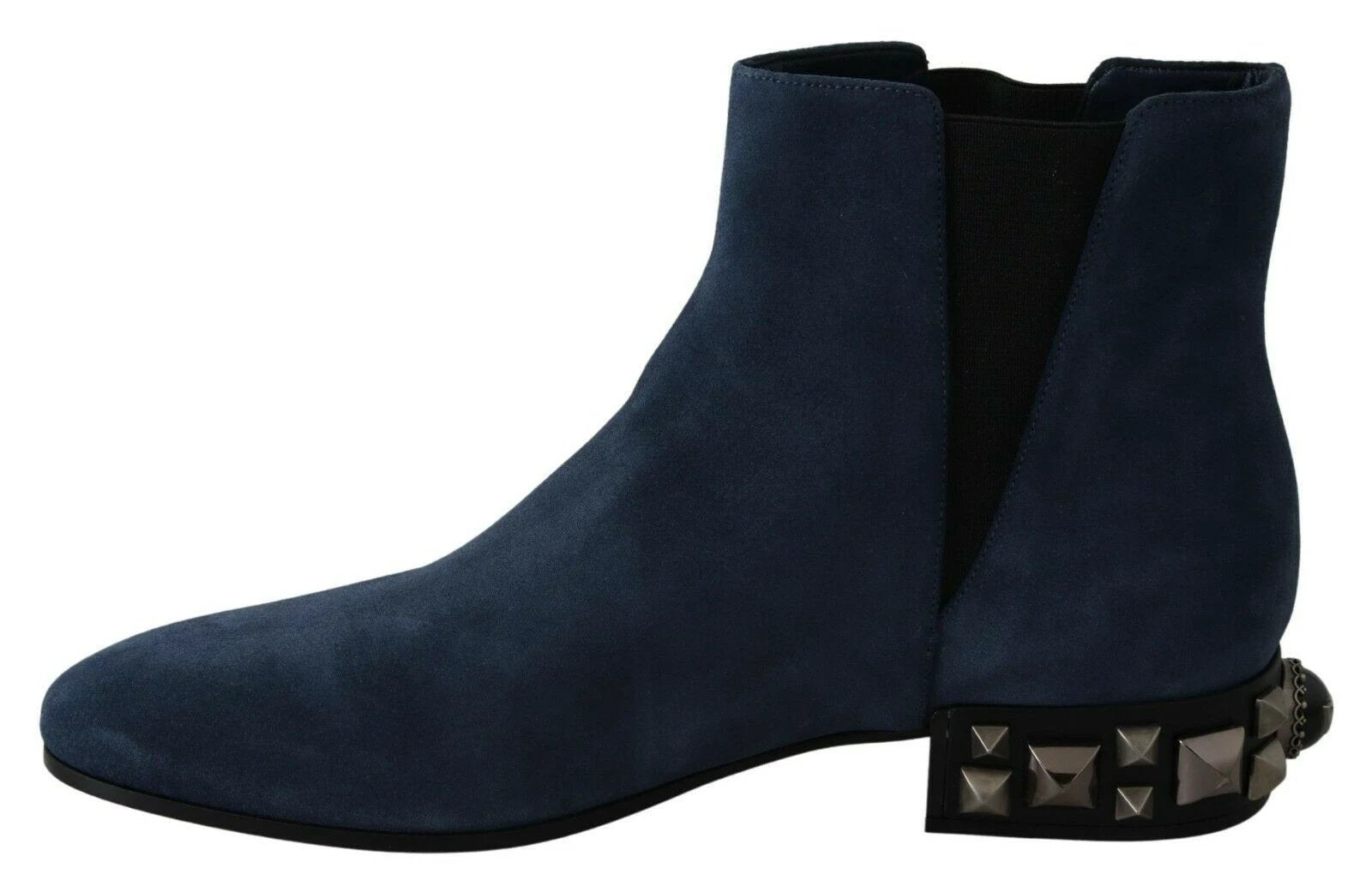 Dolce & Gabbana Blue Suede Embellished Studded Boots Shoes by Dolce & Gabbana