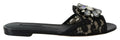 Dolce & Gabbana Black Taormina Lace Slides Crystals Flats Shoes by Dolce & Gabbana