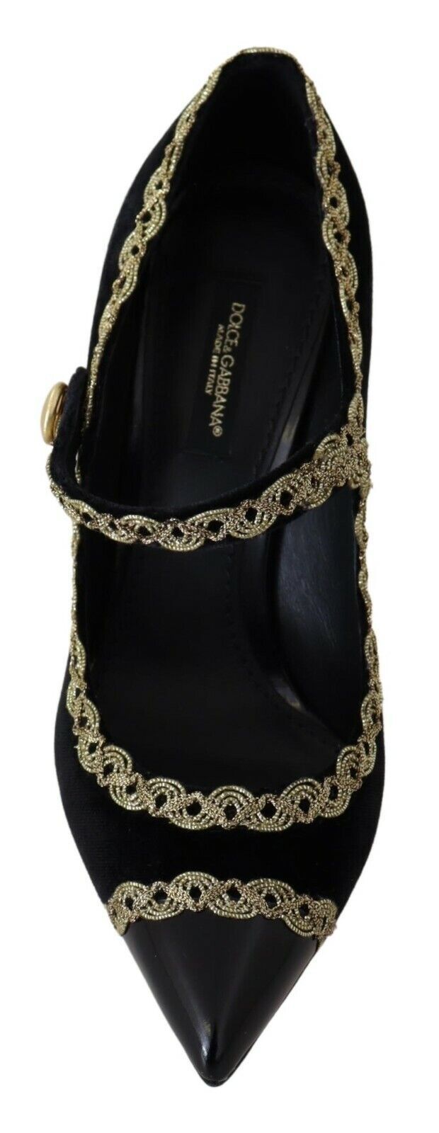 Dolce & Gabbana Black Embellished Velvet Mary Jane Pumps Shoes by Dolce & Gabbana