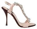Dolce & Gabbana Pink Crystals Heels Keira Sandals by Dolce & Gabbana