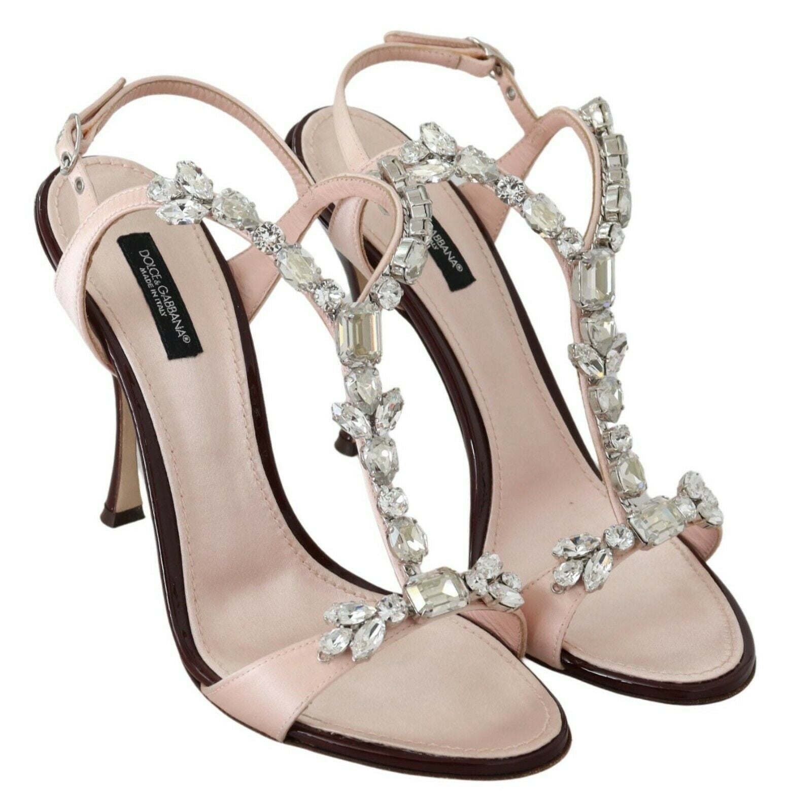 Dolce & Gabbana Pink Crystals Heels Keira Sandals by Dolce & Gabbana