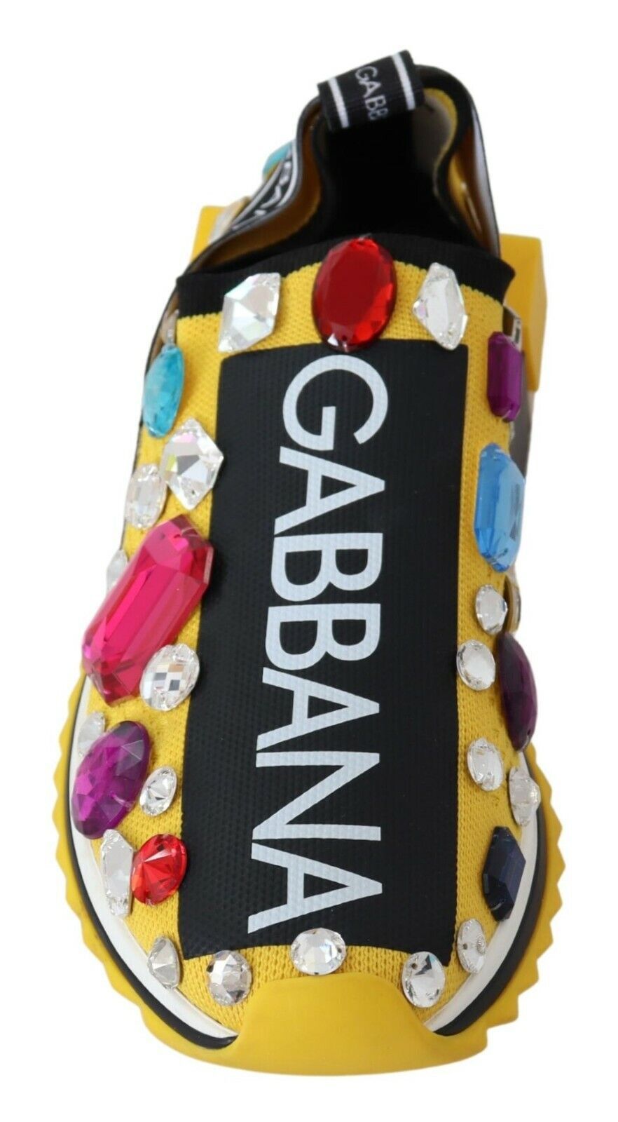 Dolce & Gabbana Yellow Multicolor Crystals Sneakers Shoes by Dolce & Gabbana