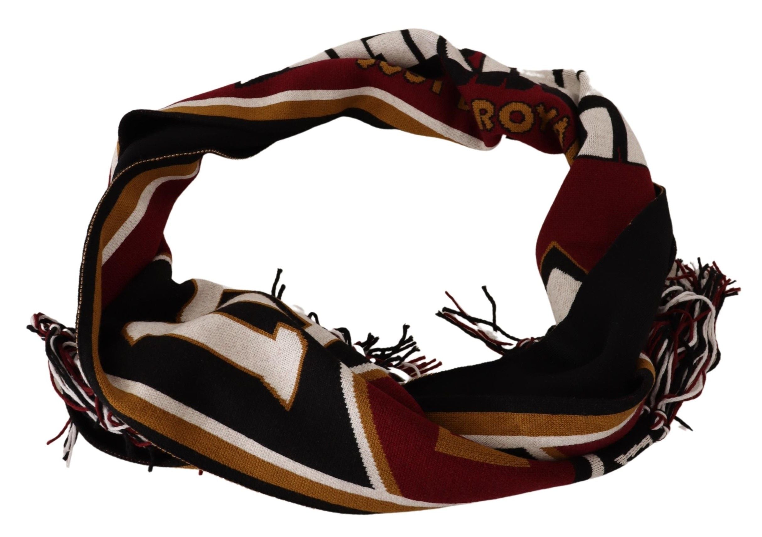 Dolce & Gabbana Multicolor Wool Knit DG King Shawl Wrap Scarf by Dolce & Gabbana