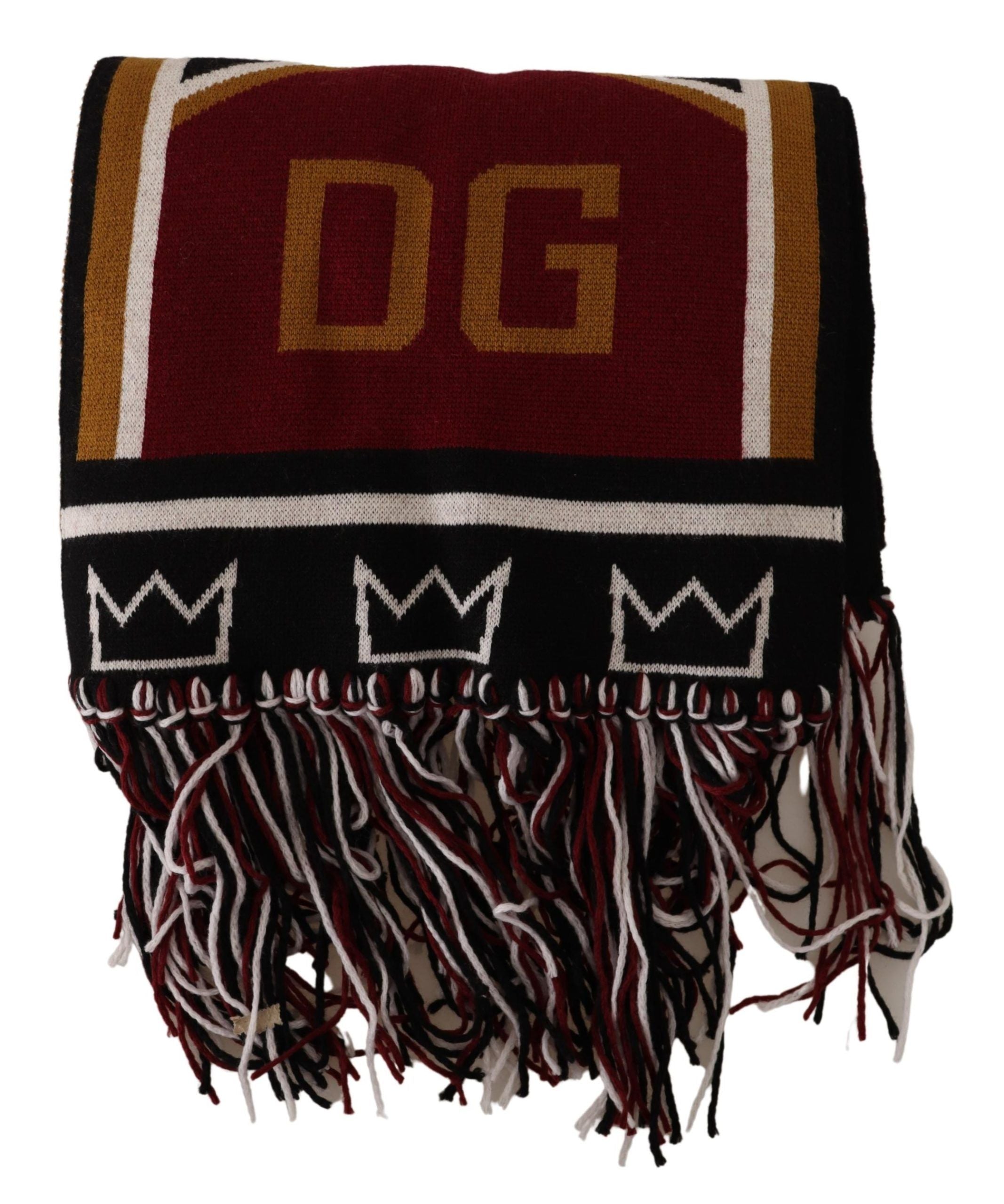 Dolce & Gabbana Multicolor Wool Knit DG King Shawl Wrap Scarf by Dolce & Gabbana