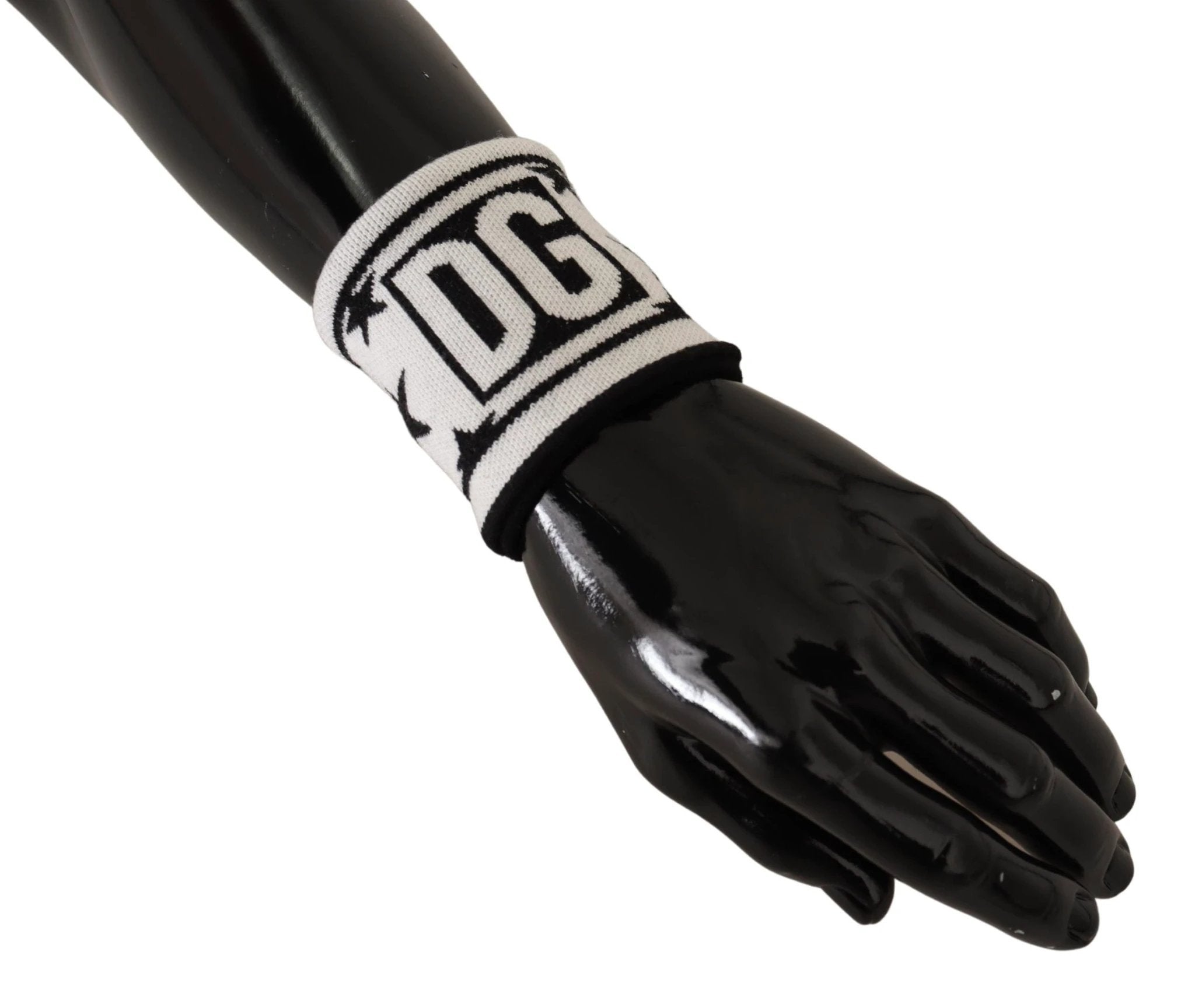 Dolce & Gabbana White Black Wool Logo #DGMILLENNIALS Wristband by Dolce & Gabbana