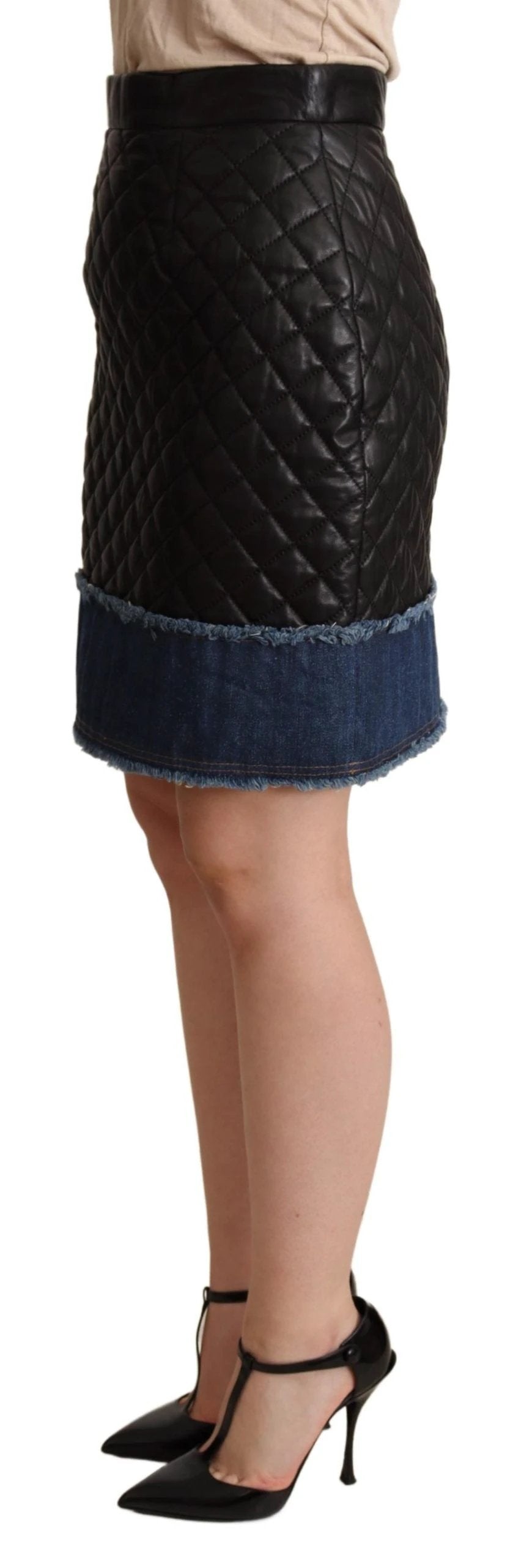 Dolce & Gabbana Black Quilted Leather Mini Skirts by Dolce & Gabbana