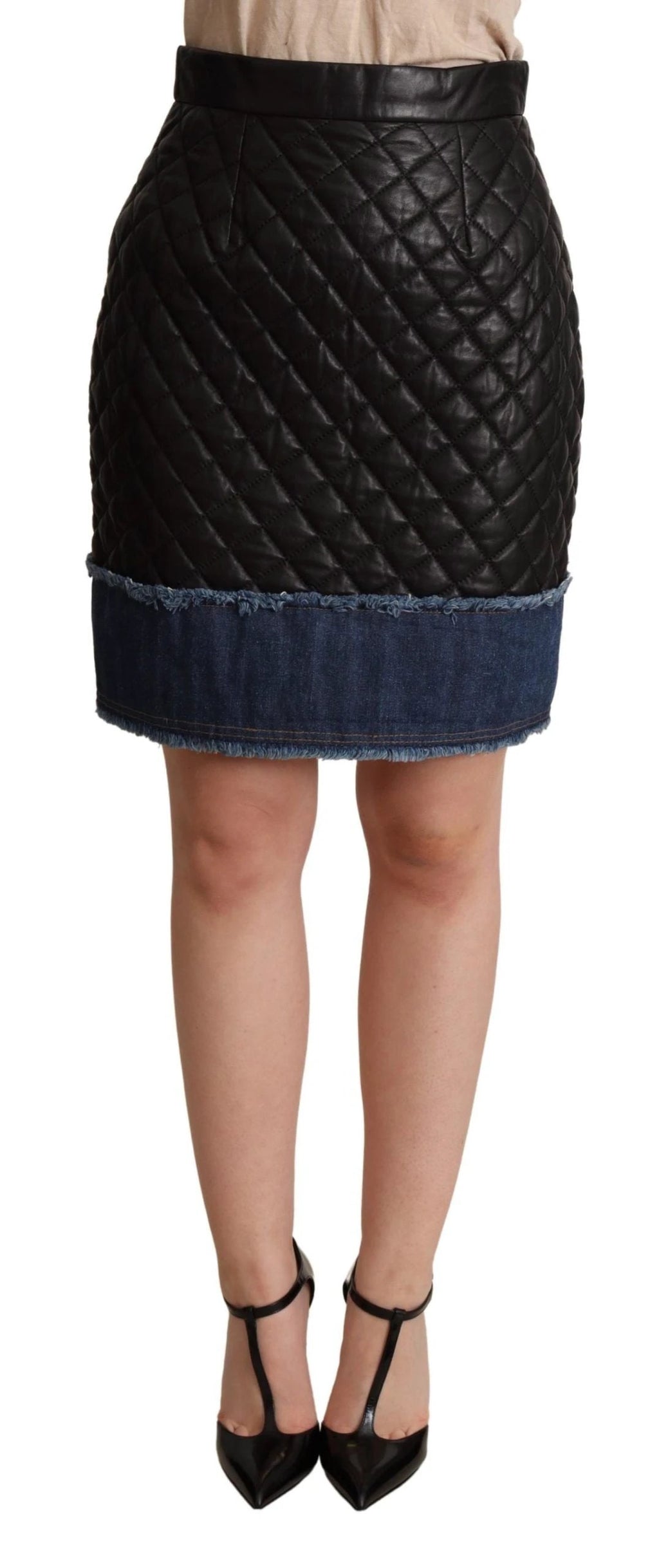 Dolce & Gabbana Black Quilted Leather Mini Skirts by Dolce & Gabbana